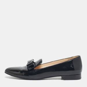 Prada Black Patent Leather Bow Smoking Slippers Size 39